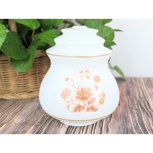 Vintage Frosted Glass Shade Ceiling Mount Lamp Retro Brown Floral Painted Light